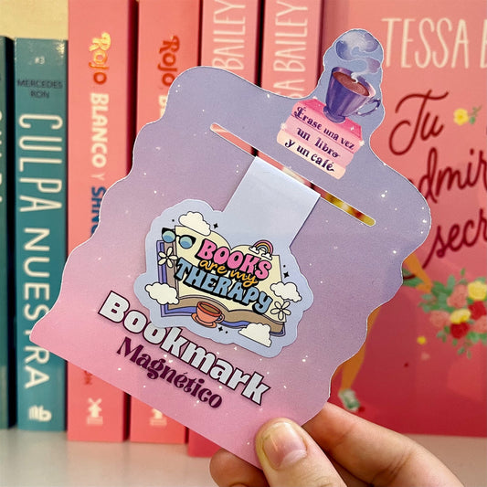 Books are my therapy- Bookmark magnético