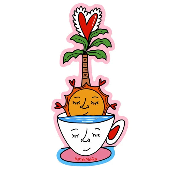 Taza y sol- sticker m de Mónica