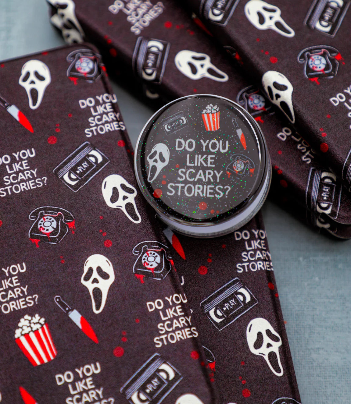 Do You Like Scary Stories Glitter- Magnetic Kindle Grip