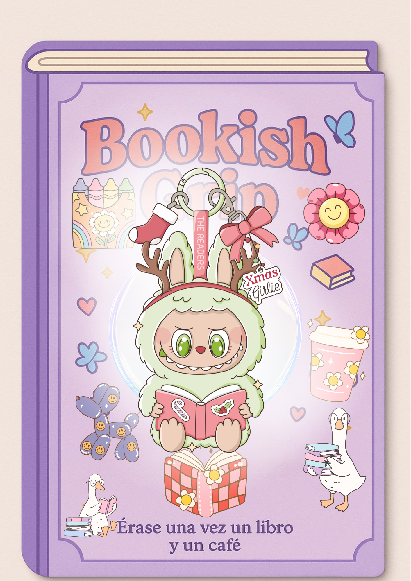 Labubu cuernitos de renos navideño- Grip Magnético